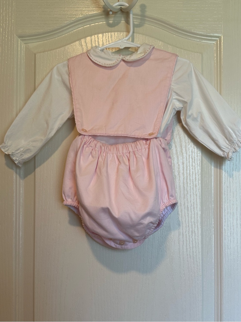 Sophie & Lucas Baby Girl Pink Bloomer Set 12M Peter Pan Collar 2 Piece